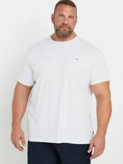 Online BadRhino Big & Tall White & Navy Blue Lounge 100% Cotton Shorts & T-Shirt Set White & Navy Blue