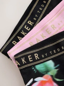 New Baker by Ted Baker 3 Pack Black/Pink Flares Leggings
