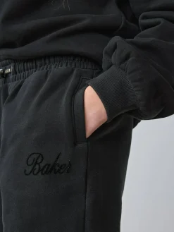 Baker by Ted Baker 2 Piece Flock Print Boxy Sweat & Cuffed Joggers Set Black