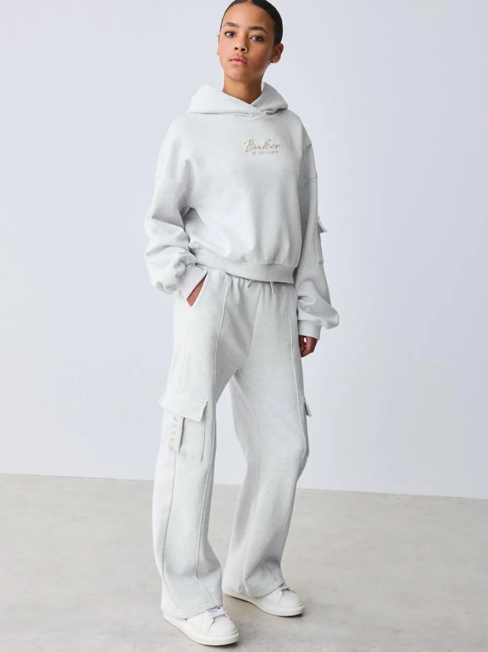 Baker by Ted Baker 2 Piece Grey Marl Graphic Hoodie & Cargo Joggers Set^ Sweatshirts & Hoodies|Sets & Coords