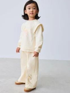 Hot Baker by Ted Baker 2 Piece Cream Sweat & Pintuck Wide Leg Jogger Set