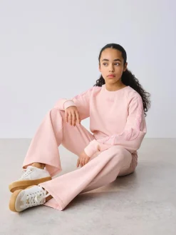 New Baker by Ted Baker 2 Piece Boxy Sweat & Wide Leg Joggers Set Pink