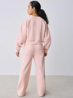 New Baker by Ted Baker 2 Piece Boxy Sweat & Wide Leg Joggers Set Pink