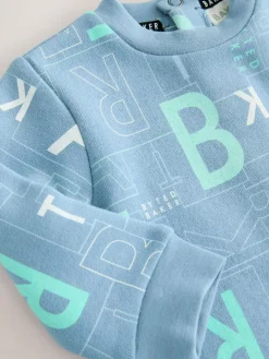 New Baker by Ted Baker All Over Print Long Sleeve Romper Blue