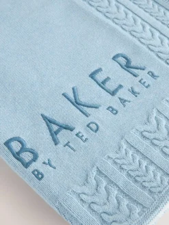 Baker by Ted Baker Baby Boys Blue Cable Knitted Blanket^ Cushions & Throws|Nursery Bedding