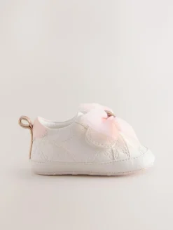 Discount Baker by Ted Baker Baby Girls Organza Bow Padders Trainers White/Pink