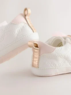 Discount Baker by Ted Baker Baby Girls Organza Bow Padders Trainers White/Pink