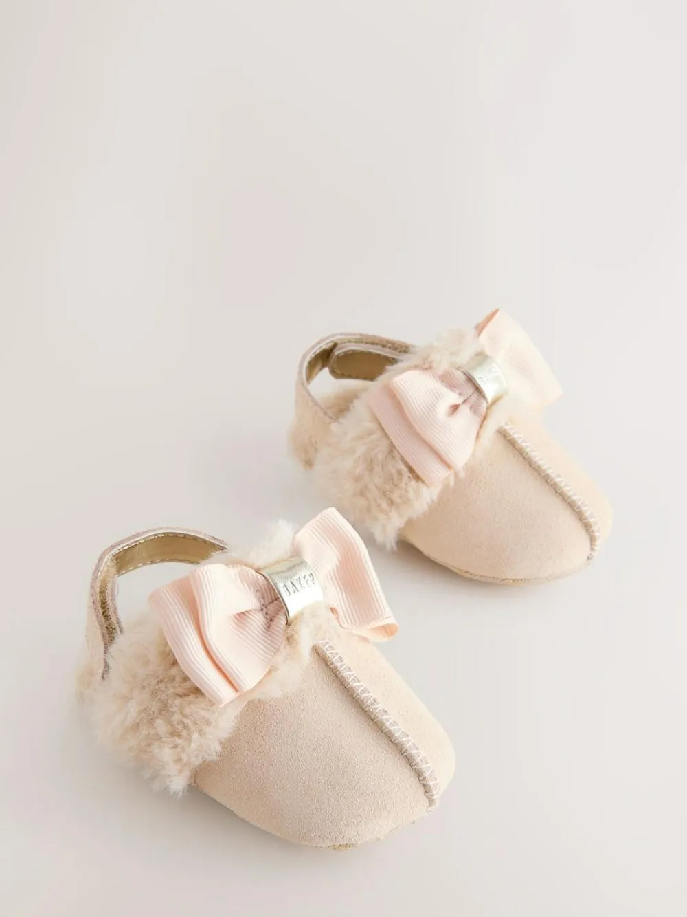 Baker by Ted Baker Baby Girls Faux Fur Trim Padders Mules Bone