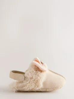 Baker by Ted Baker Baby Girls Faux Fur Trim Padders Mules Bone