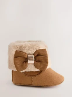 Online Baker by Ted Baker Baby Girls Faux Fur Trim Padders Boots Tan Brown