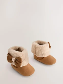 Online Baker by Ted Baker Baby Girls Faux Fur Trim Padders Boots Tan Brown