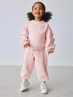 Baker by Ted Baker Blue 2 Piece Side Bow Detail Sweat & Joggers Set Pink