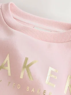 Baker by Ted Baker Blue 2 Piece Side Bow Detail Sweat & Joggers Set Pink