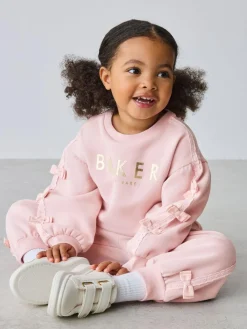 Baker by Ted Baker Blue 2 Piece Side Bow Detail Sweat & Joggers Set Pink