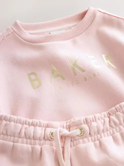 Baker by Ted Baker Blue 2 Piece Side Bow Detail Sweat & Joggers Set Pink