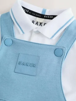 Hot Baker by Ted Baker Blue Dungarees and Polo Shirt Set