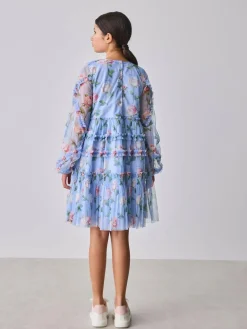 Baker by Ted Baker Blue Floral Mesh Ruffle Dress^ Dresses|Occasionwear