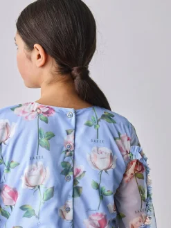 Baker by Ted Baker Blue Floral Mesh Ruffle Dress^ Dresses|Occasionwear