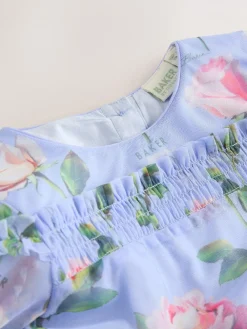 Baker by Ted Baker Blue Floral Mesh Ruffle Dress^ Dresses|Occasionwear