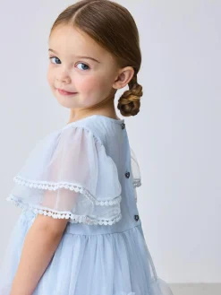 Baker by Ted Baker Blue Mesh Embroidered Detail Dress^ Dresses|Occasionwear