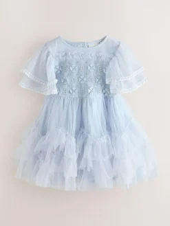 Baker by Ted Baker Blue Mesh Embroidered Detail Dress^ Dresses|Occasionwear