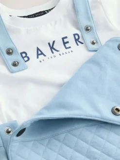 Online Baker by Ted Baker Blue Quilted Dungarees and T-Shirt Set