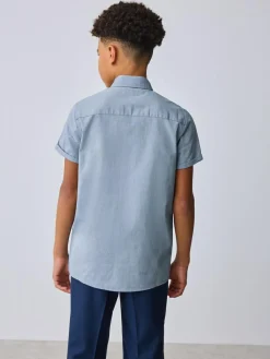 Baker by Ted Baker Blue Short Sleeve Shirt with Bow Tie