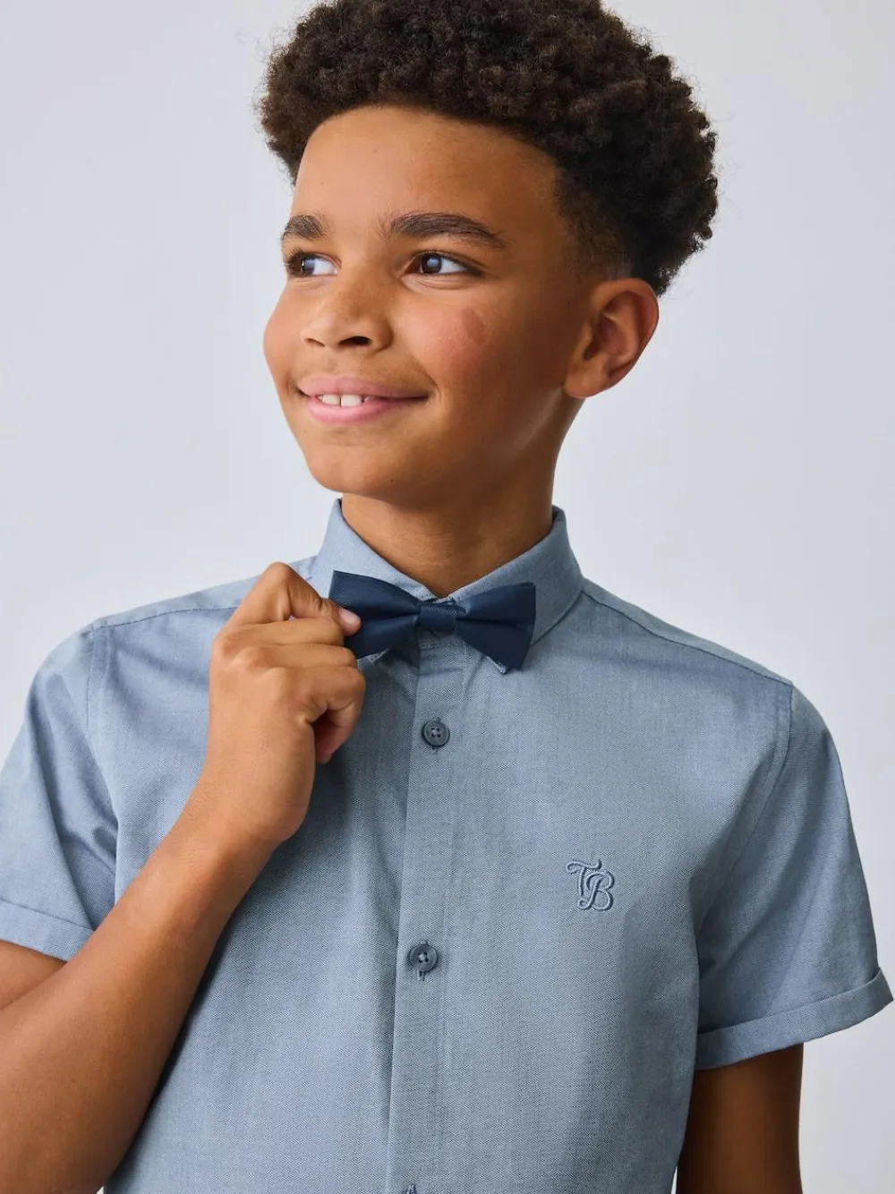 Baker by Ted Baker Blue Short Sleeve Shirt with Bow Tie