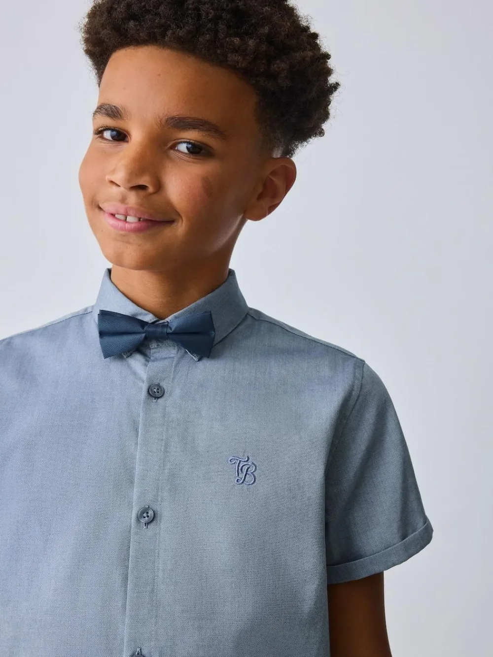 Baker by Ted Baker Blue Short Sleeve Shirt with Bow Tie