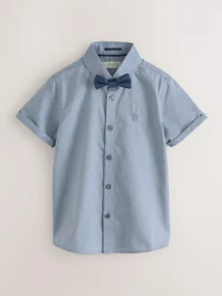 Baker by Ted Baker Blue Short Sleeve Shirt with Bow Tie