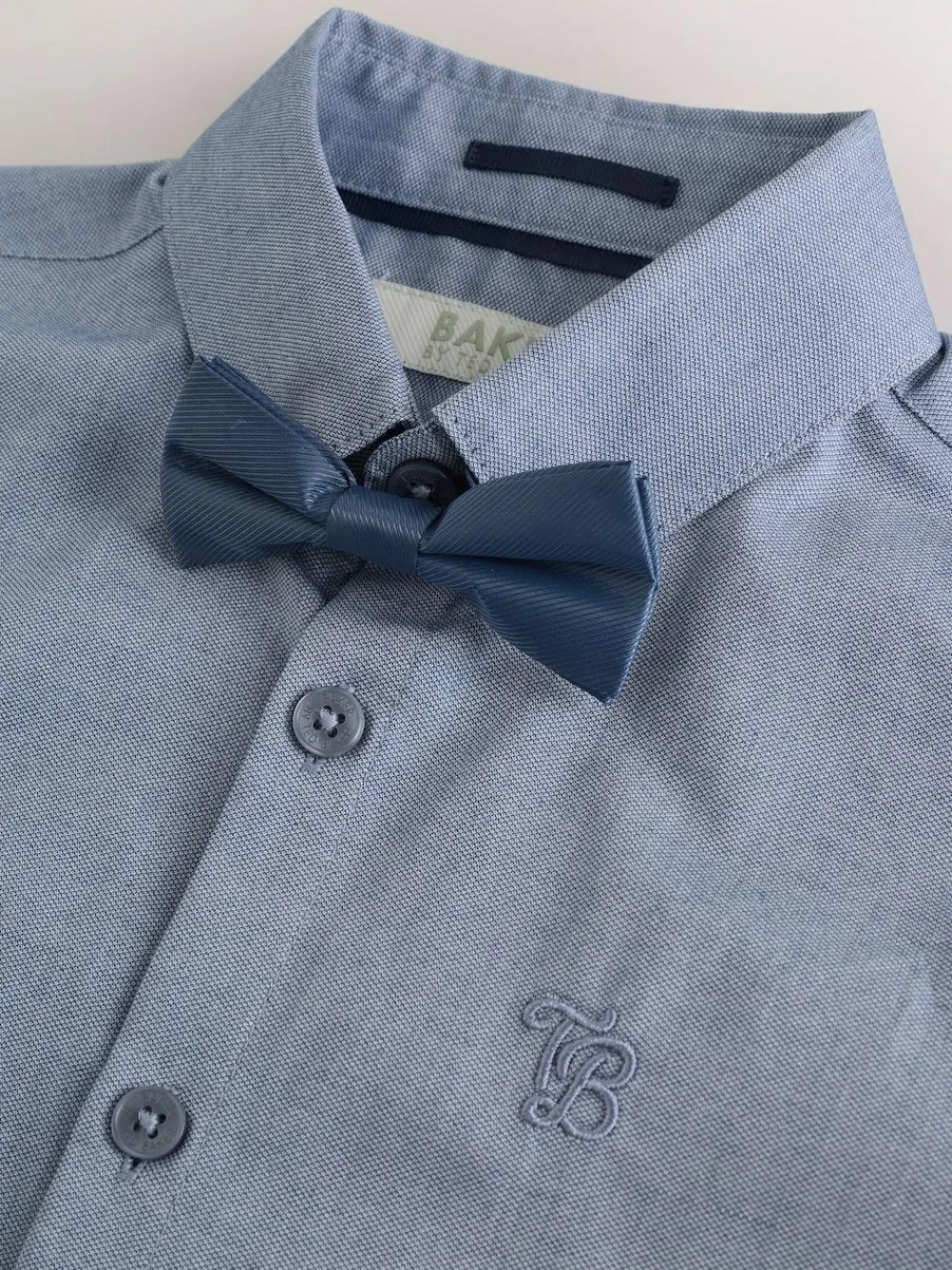 Baker by Ted Baker Blue Short Sleeve Shirt with Bow Tie