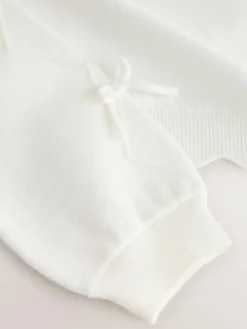 Best Baker by Ted Baker Bow Sleeve Scallop Edge Cardigan White