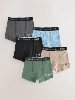 Sale Baker by Ted Baker Boys Boxers 5 Pack Green Multi