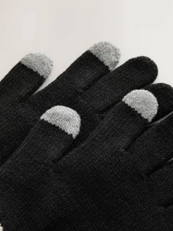 Discount Baker by Ted Baker Boys Varsity Logo Pom Black Beanie and Gloves Set