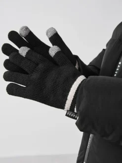 Discount Baker by Ted Baker Boys Varsity Logo Pom Black Beanie and Gloves Set