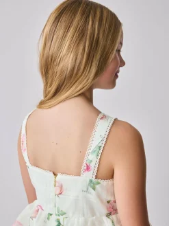 Online Baker by Ted Baker Burnout Organza Floral Tiered Midi White Dress