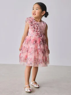 Baker by Ted Baker Crinkle Mesh 3D Ruffle Shoulder Occasion Dress^ Occasionwear