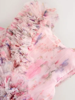 Baker by Ted Baker Crinkle Mesh 3D Ruffle Shoulder Occasion Dress^ Occasionwear