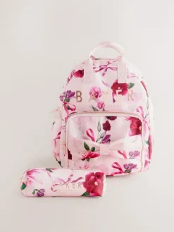 Online Baker by Ted Baker Girls Pink Back to School Floral Print Bow Backpack