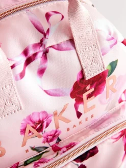 Online Baker by Ted Baker Girls Pink Back to School Floral Print Bow Backpack