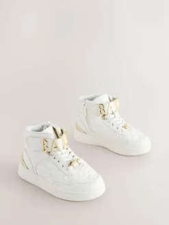 Hot Baker by Ted Baker Girls White Charm Hi-Top Trainers