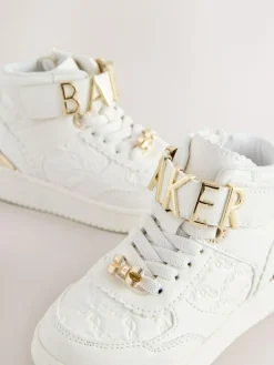 Hot Baker by Ted Baker Girls White Charm Hi-Top Trainers