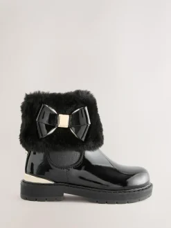 Sale Baker by Ted Baker Girls Faux Fur Cuff Boots with Bow Black