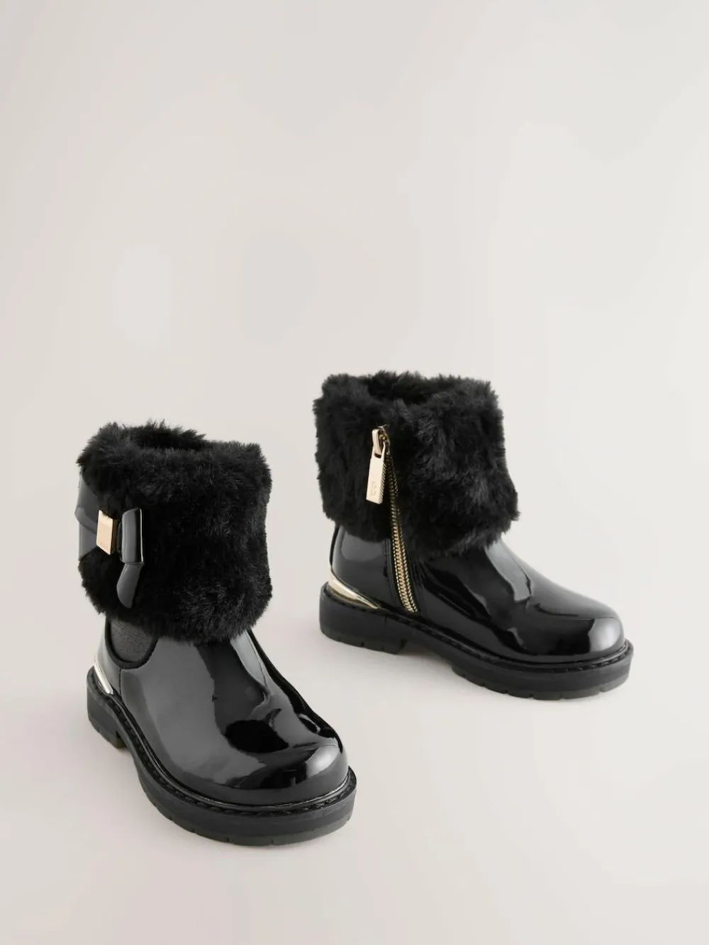 Sale Baker by Ted Baker Girls Faux Fur Cuff Boots with Bow Black