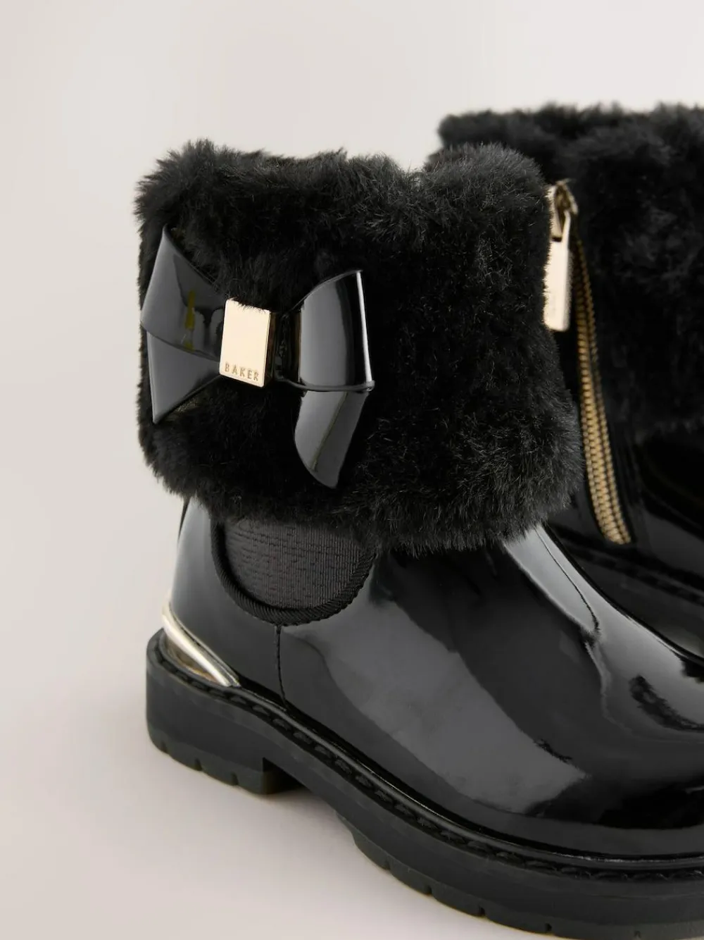 Sale Baker by Ted Baker Girls Faux Fur Cuff Boots with Bow Black