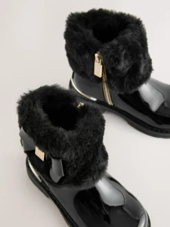 Sale Baker by Ted Baker Girls Faux Fur Cuff Boots with Bow Black