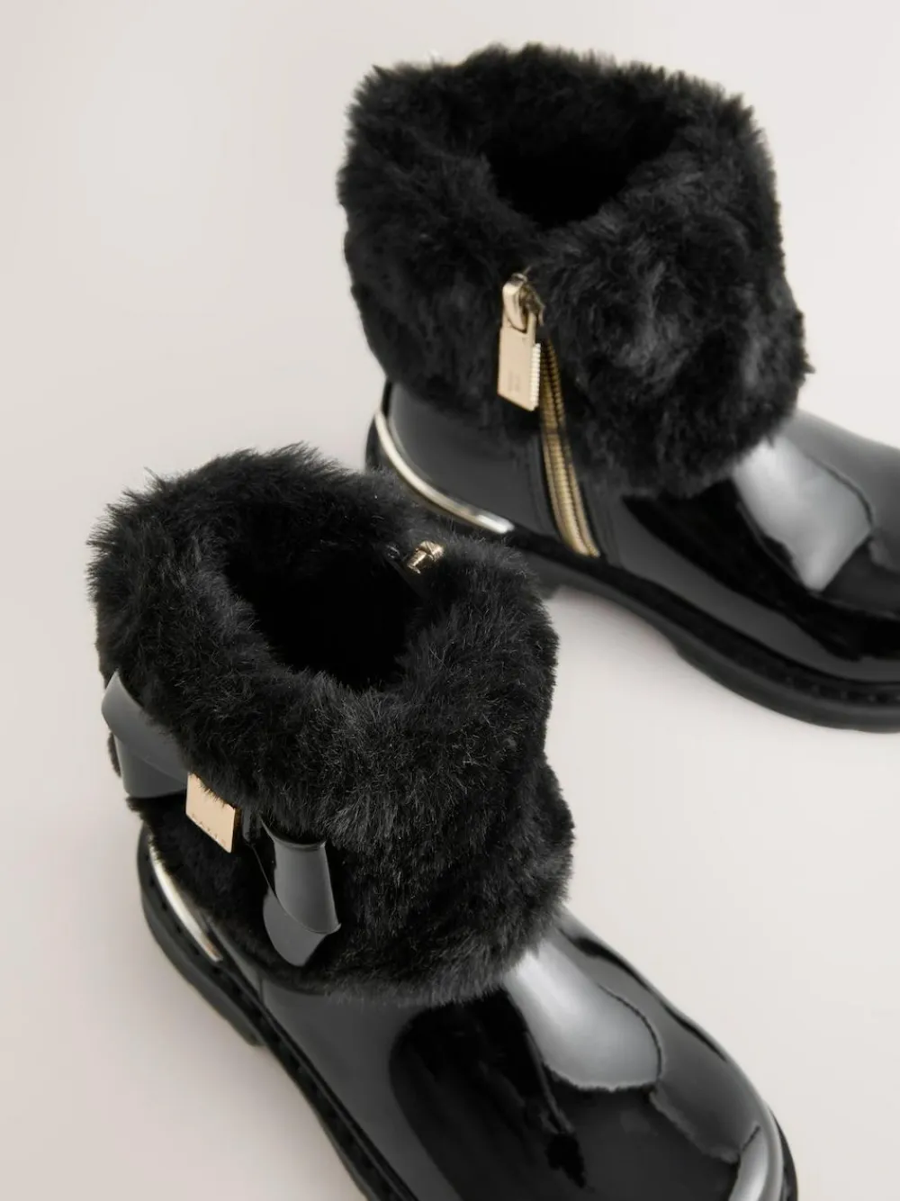 Sale Baker by Ted Baker Girls Faux Fur Cuff Boots with Bow Black