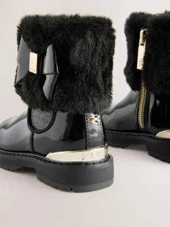 Sale Baker by Ted Baker Girls Faux Fur Cuff Boots with Bow Black