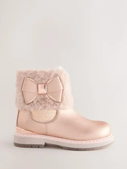 Baker by Ted Baker Girls Faux Fur Cuff Boots with Bow^ Baby Boots|Boots