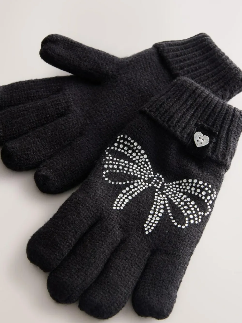 Baker by Ted Baker Girls Knitted Diamanté Bow Pom Hat and Gloves Set^ Hats, Gloves & Scarves